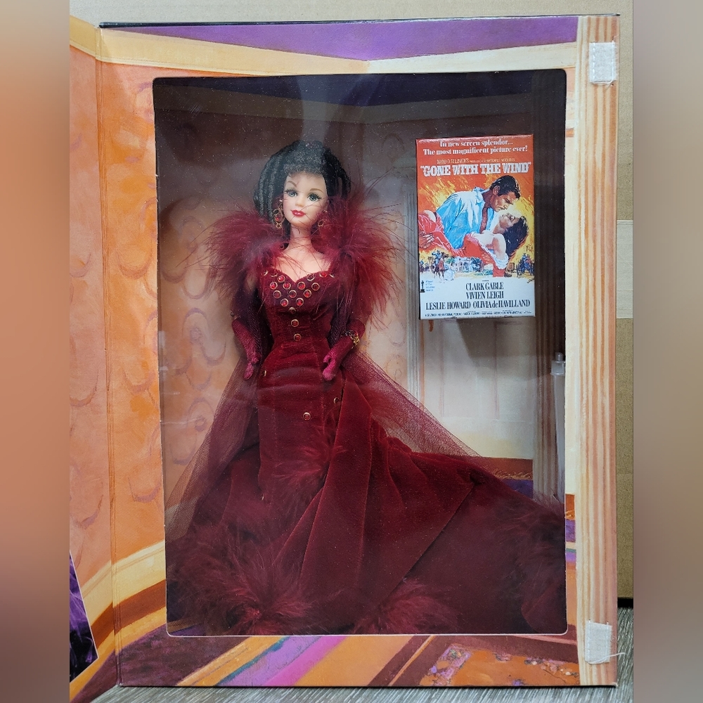 1994 Gone With The Wind Scarlett O'Hara Barbie Red Dress #12815